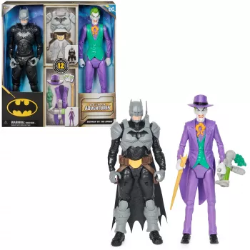 DC Comics, Batman Adventures, Batman vs The Joker Action-Figuren-Set, 2 Figuren, 12 Rüstungszubehörteile, 30,5-cm-Superhelden-Spielzeug für Jungen und Mädchen