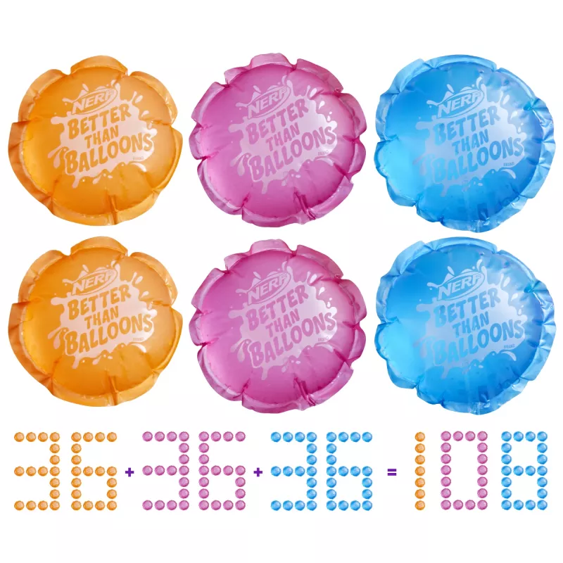 Nerf Super Soaker Better Than Balloons Wasserspielzeug, einfaches Aufräumen in einem Stück, 108 Pods, viele Spielmöglichkeiten, Wasserspaß im Garten, Geschenke für Kinder, Alter 3+