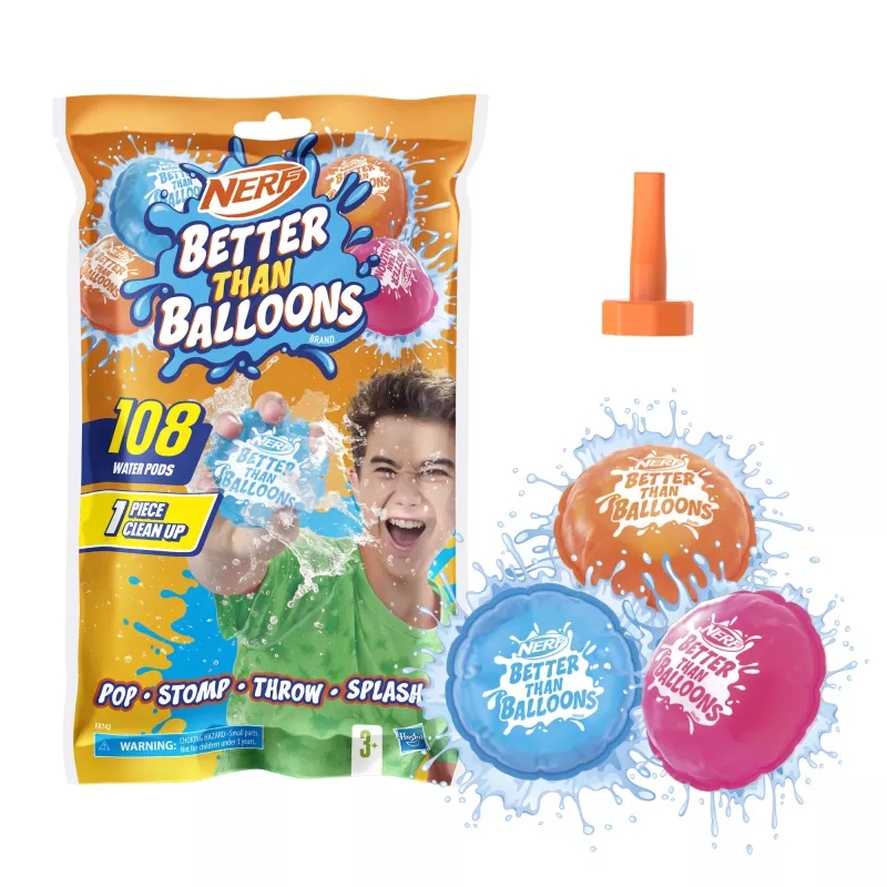 Nerf Super Soaker Better Than Balloons Wasserspielzeug, einfaches Aufräumen in einem Stück, 108 Pods, viele Spielmöglichkeiten, Wasserspaß im Garten, Geschenke für Kinder, Alter 3+