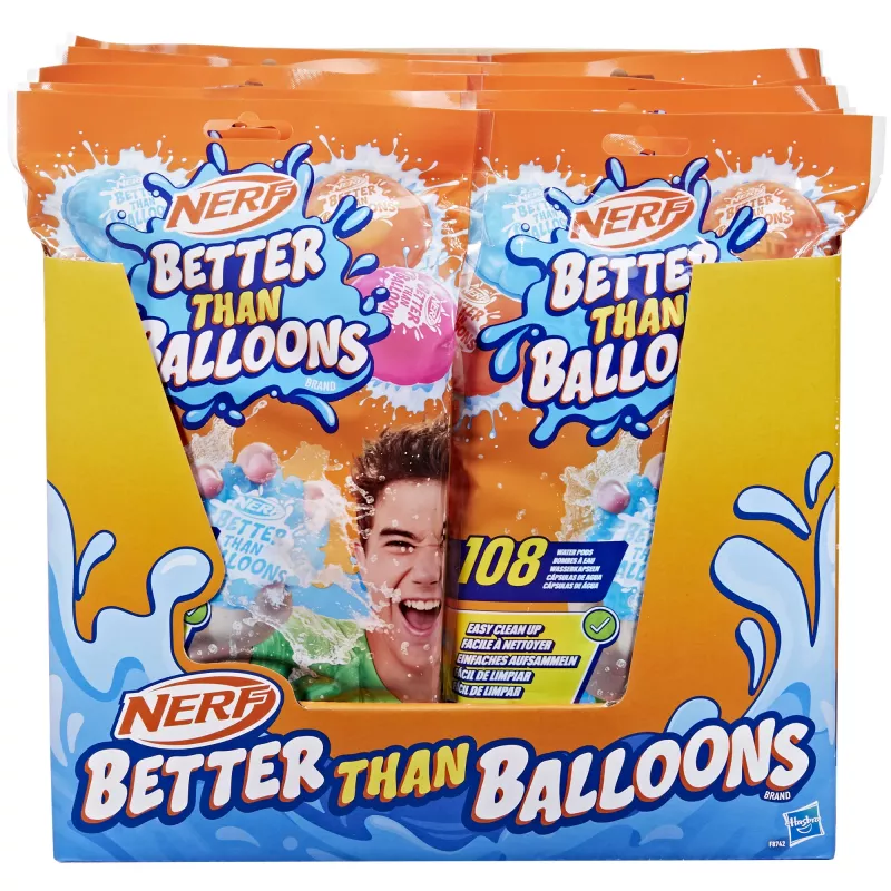 Nerf Super Soaker Better Than Balloons Wasserspielzeug, einfaches Aufräumen in einem Stück, 108 Pods, viele Spielmöglichkeiten, Wasserspaß im Garten, Geschenke für Kinder, Alter 3+