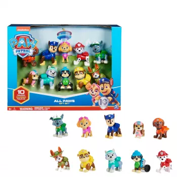 PAW Patrol, 10. Jubiläum, All Paws On Deck Spielfiguren Geschenkpackung mit 10 Sammel-Actionfiguren, Kinderspielzeug für Kinder ab 3 Jahren