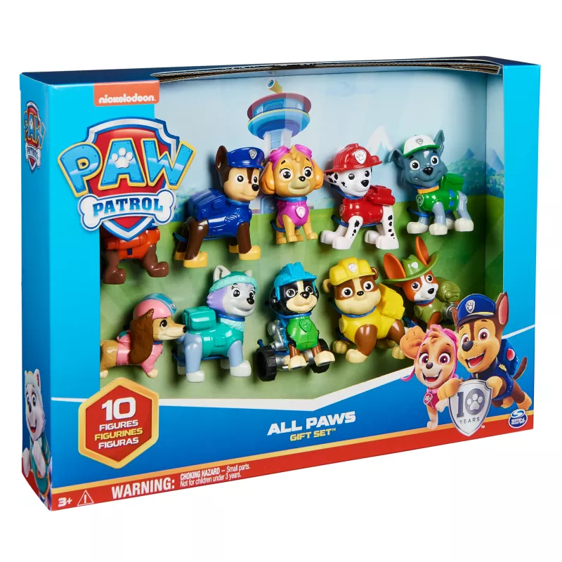 PAW Patrol, 10. Jubiläum, All Paws On Deck Spielfiguren Geschenkpackung mit 10 Sammel-Actionfiguren, Kinderspielzeug für Kinder ab 3 Jahren