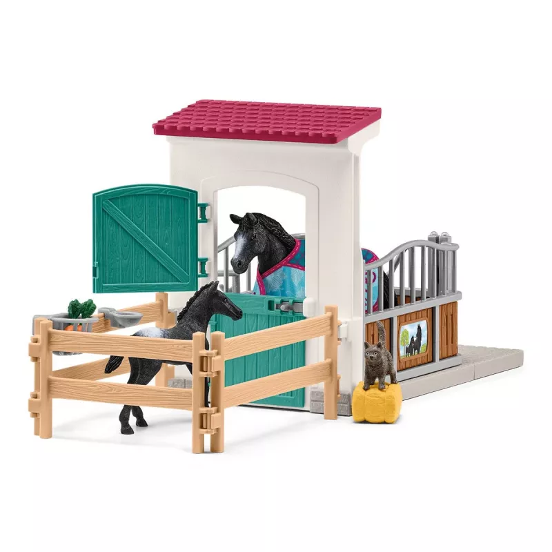 schleich HORSE CLUB Pferdebox mit Stute und Fohlen, Pferdestall, Pferde, 5 Jahr(e), Mehrfarbig, Kunststoff