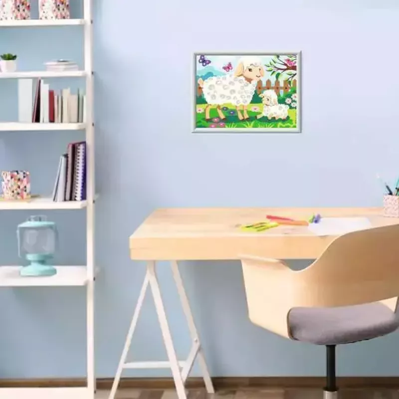 Ravensburger CreArt 23764 Malen-nach-Zahlen-Set, Schaf mit Lämmchen
