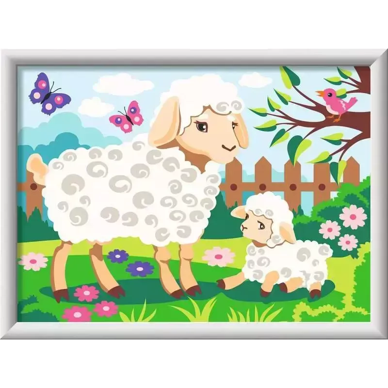Ravensburger CreArt 23764 Malen-nach-Zahlen-Set, Schaf mit Lämmchen