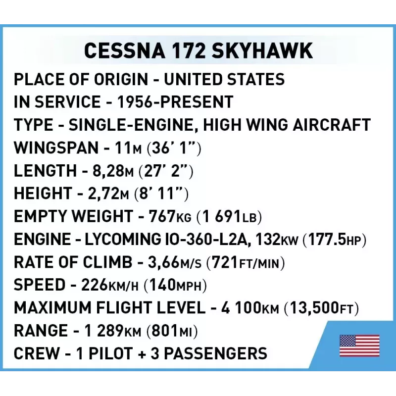 Konstruktionsspielzeug Cobi Cessna 172 Skyhawk Weiß Bausatz