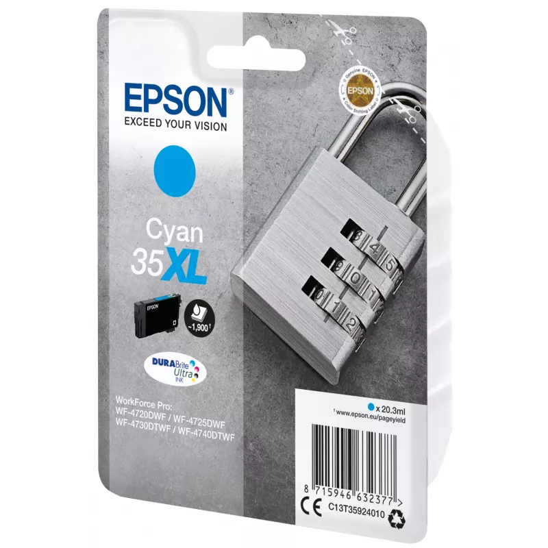 Cartridge Epson Padlock Singlepack Cyan 35XL DURABrite Ultra Ink