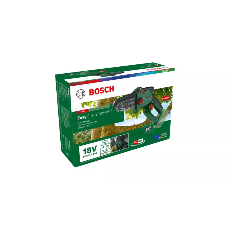 Elektro-Kettensäge Bosch EasyChain 18V-15-7, kabellose Handsäge 1,3 kg