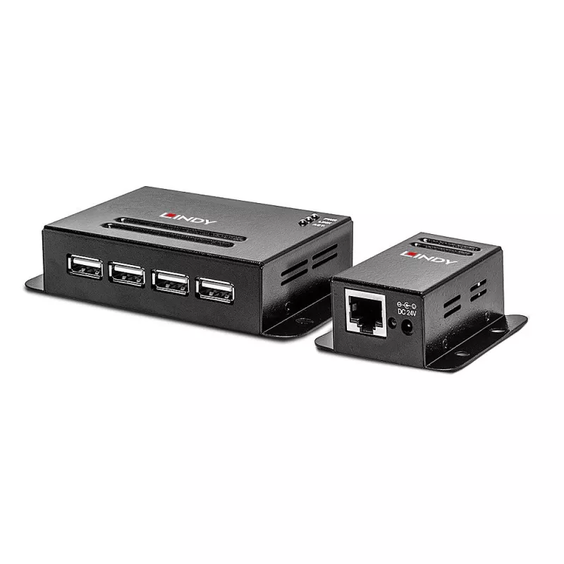 Lindy 50m 4-Port USB 2.0 Cat.6 Extender, Netzwerk-Sender & -Empfänger, 50 m, 480 Mbit/s, Cat5, Cat5e, Cat6, NS1021, Phosphorbronze