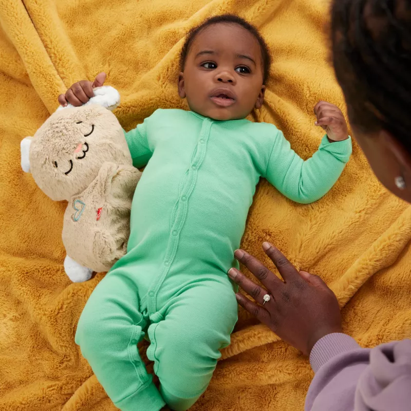 Fisher-Price Soothe & Settle Bunny Plüsch-Babyspielzeug & anpassbares Klanggerät mit Bewegung