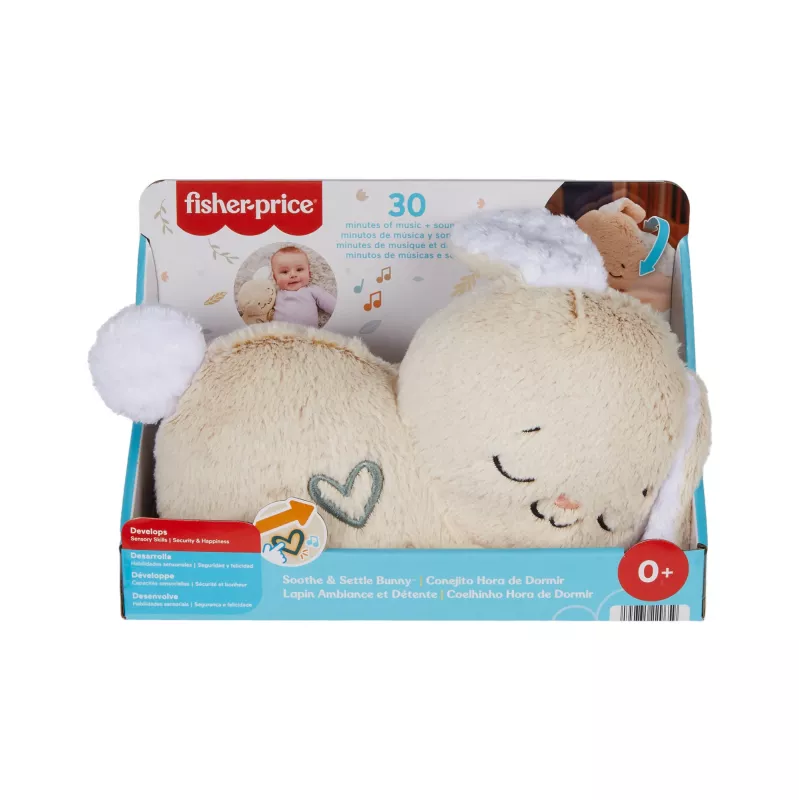 Fisher-Price Soothe & Settle Bunny Plüsch-Babyspielzeug & anpassbares Klanggerät mit Bewegung