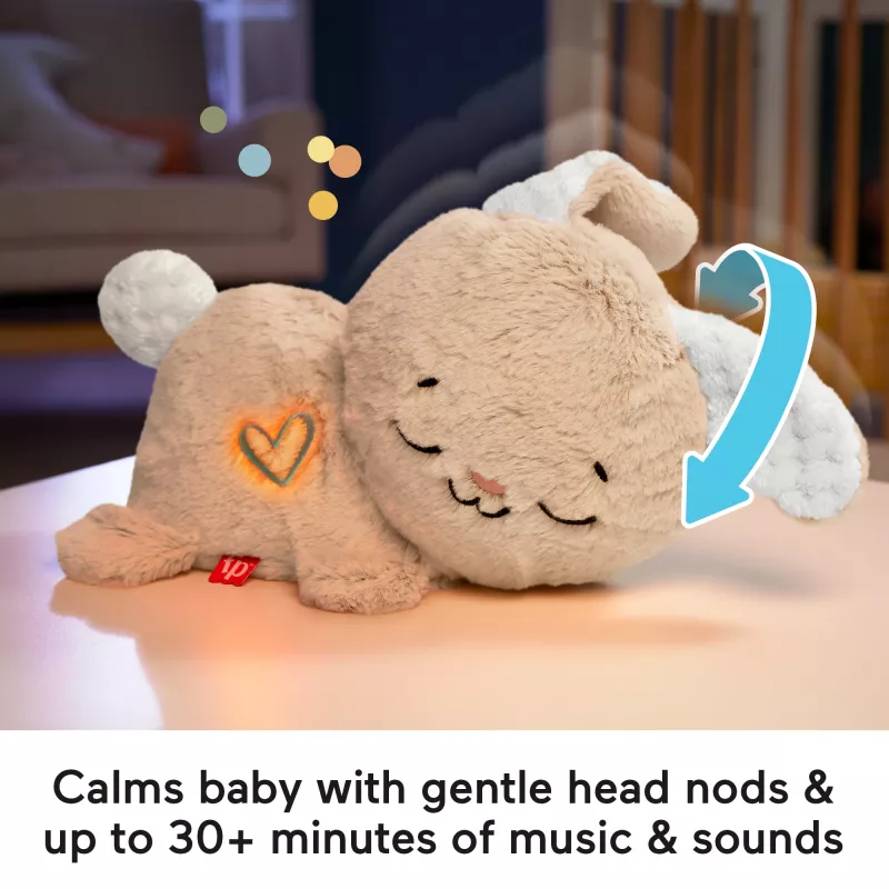 Fisher-Price Soothe & Settle Bunny Plüsch-Babyspielzeug & anpassbares Klanggerät mit Bewegung