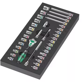 Wera 05150110001 37-tlg. Knarren-Satz aus Stahl, Schwarz/Grün