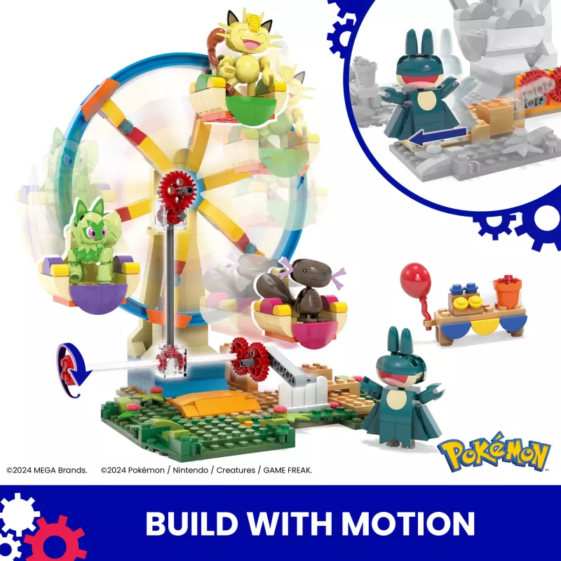 MEGA Pokémon Riesenrad-Spaß Bauset, mit 4 Action-Figuren (393 Teile) für Kinder