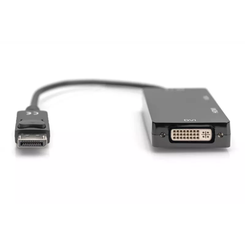 DIGITUS ASSMANN DisplayPort-Adapterkabel, DP - HDMI+DVI+VGA M-F/F/F, 20 cm 3-in-1-Multimediakabel, CE, Schwarz