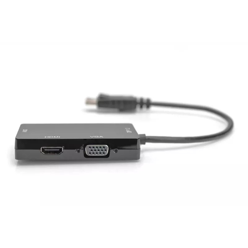 DIGITUS ASSMANN DisplayPort-Adapterkabel, DP - HDMI+DVI+VGA M-F/F/F, 20 cm 3-in-1-Multimediakabel, CE, Schwarz