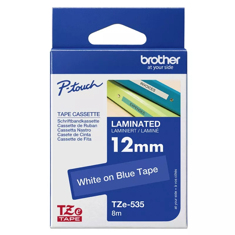 Labelband Brother TZe535 12mm Weiß auf Blau
