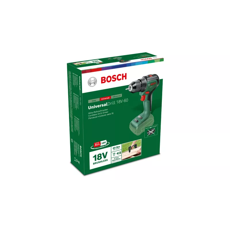 Bosch Universal Drill 18V-60 1900 RPM Keyless 1,3 kg Schwarz, Grün