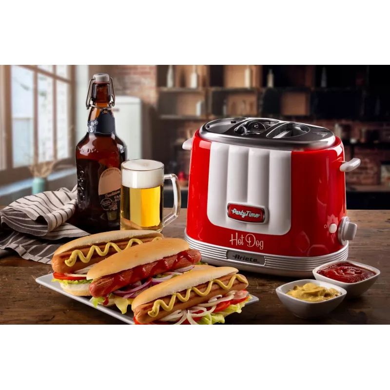 Ariete 206 Hot Dog Maker Party Time, 650W, Sandwiches & Hot Dog, Rot