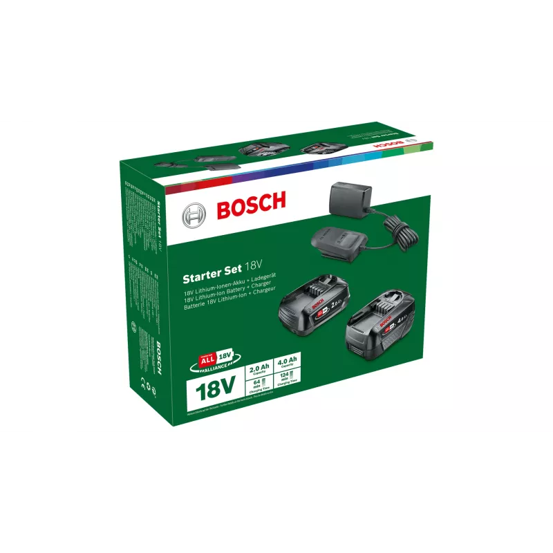 Bosch Starter-Set 18V - 2 x Akku (2,0 Ah + 4,0 Ah) Akku- und Ladegerät-Set