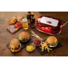 Ariete 205 Hamburger Maker Party Time, Hamburger-Maschine, 1200 W, doppelte antihaftbeschichtete Platten, 2 Fächer, leicht zu reinigen, Rot