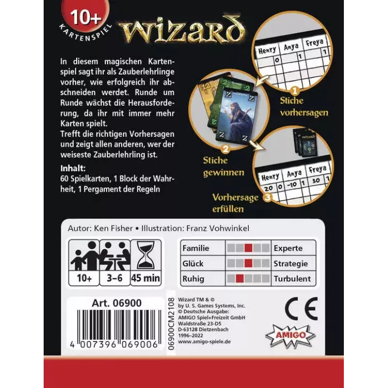 Kartenspiel AMIGO Wizard (Modell 06900) — Strategiespiel für die Familie, 10+ Jahre, 45 Min.