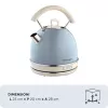 Ariete 2877 Wasserkocher Vintage, 1,7 l, kabellos, Blau, 1,7 l, 2000 W, Hellblau, Wasserstandsanzeige, Kabellos, Filterung