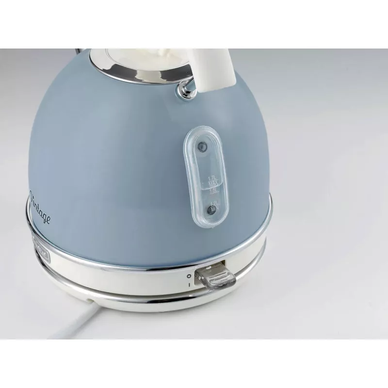 Ariete 2877 Wasserkocher Vintage, 1,7 l, kabellos, Blau, 1,7 l, 2000 W, Hellblau, Wasserstandsanzeige, Kabellos, Filterung