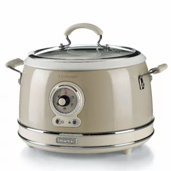 Ariete 2904 Reiskocher – Elektrischer Reiskocher mit Keramikschüssel – Hausgemachtes Sushi – Multikocher – Vintage Line – 3,5 L – 650 W – Beige