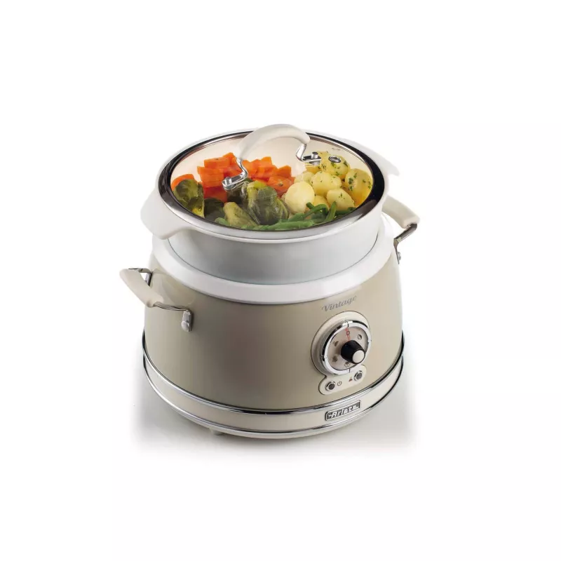 Ariete 2904 Reiskocher – Elektrischer Reiskocher mit Keramikschüssel – Hausgemachtes Sushi – Multikocher – Vintage Line – 3,5 L – 650 W – Beige