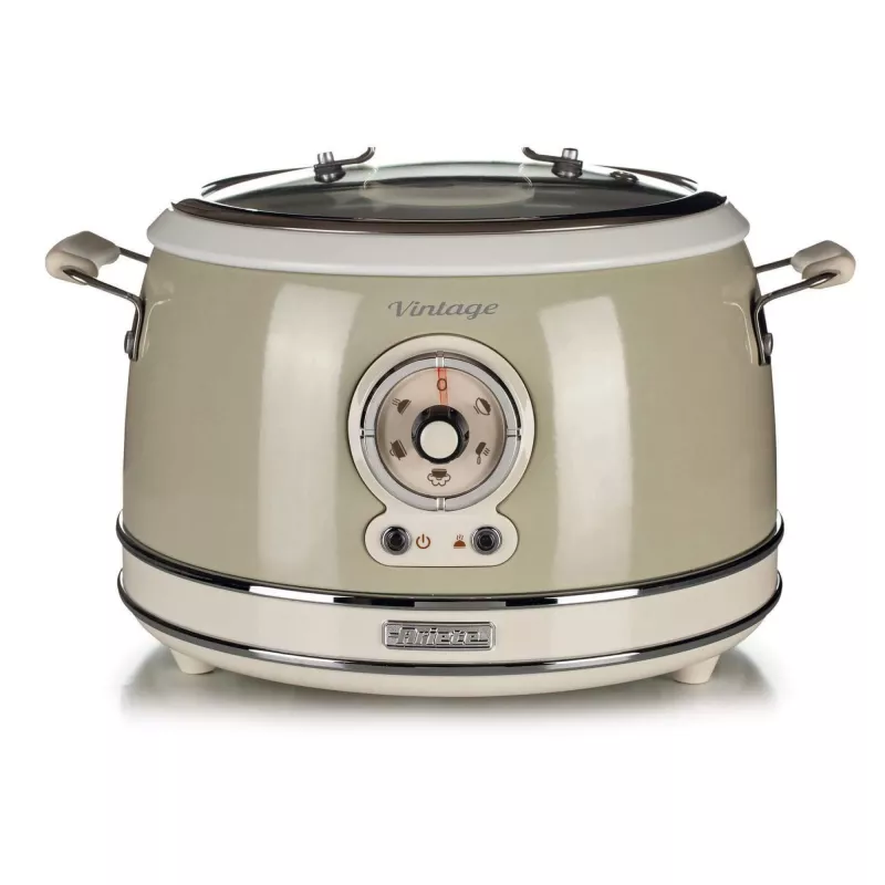 Ariete 2904 Reiskocher – Elektrischer Reiskocher mit Keramikschüssel – Hausgemachtes Sushi – Multikocher – Vintage Line – 3,5 L – 650 W – Beige