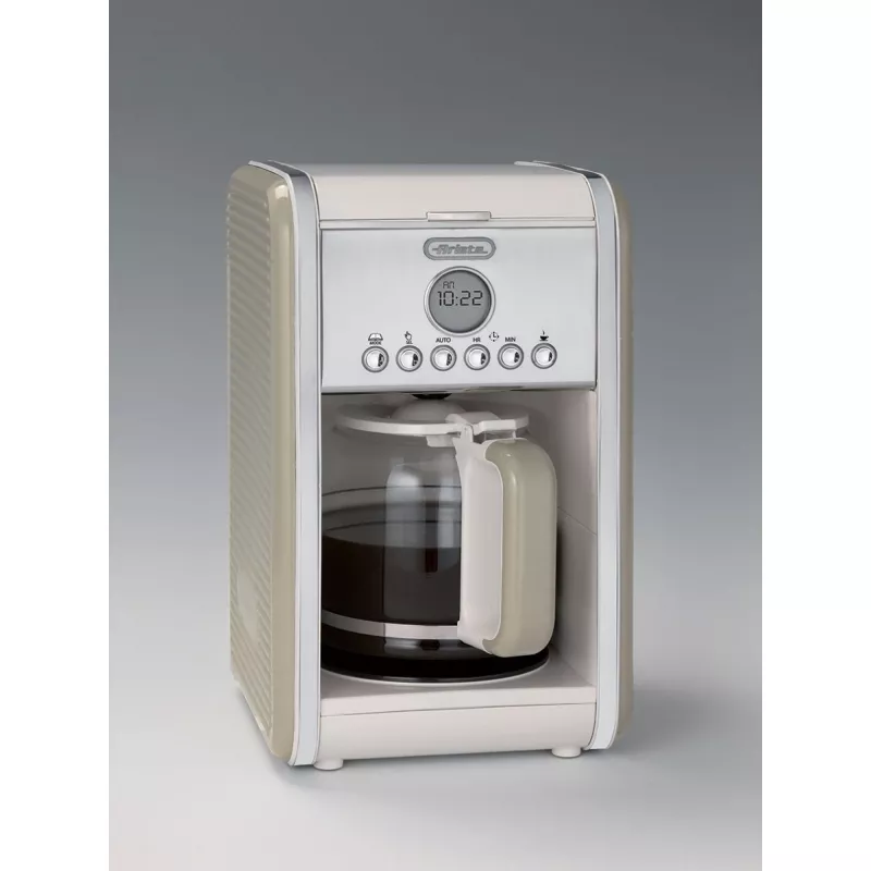 Ariete 1342 American Coffee Machine, Temperglas-Kanne, bis zu 12 Tassen, 24-Stunden-Programmiertimer, LCD-Anzeige, Auto Shut Off, 2000 W, Kunststoff, Beige