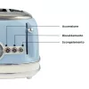 Ariete 156 4-Scheiben Vintage Toaster, 1600 Watt, 6 Bräunungsstufen, Edelstahl lackiert in Pastellblau, ohne Sandwich-Körbe. Blau