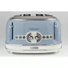 Ariete 156 4-Scheiben Vintage Toaster, 1600 Watt, 6 Bräunungsstufen, Edelstahl lackiert in Pastellblau, ohne Sandwich-Körbe. Blau