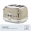 Ariete 156 4-Scheiben Vintage Toaster, 1600 Watt, 6 Bräunungsstufen, Edelstahl lackiert in Pastellbeige, ohne Sandwich-Zangen