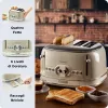 Ariete 156 4-Scheiben Vintage Toaster, 1600 Watt, 6 Bräunungsstufen, Edelstahl lackiert in Pastellbeige, ohne Sandwich-Zangen