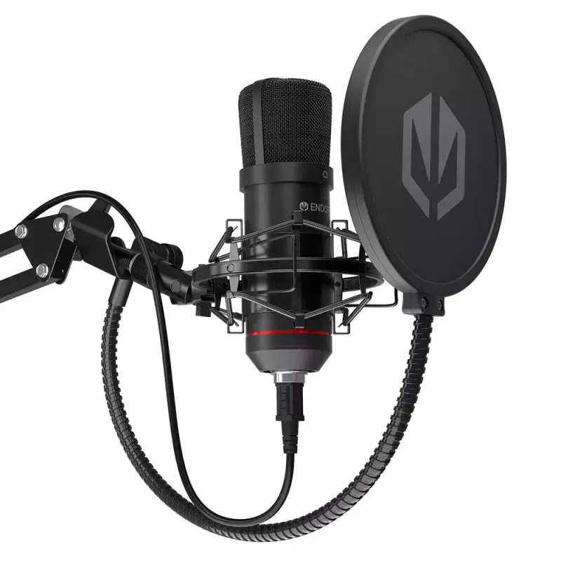 PC-Mikrofon ENDORFY Solum — kabelgebundenes USB-C-Mikrofon mit Nierencharakteristik, 16 Bit/48 kHz, 18–21000 Hz, Tischstativ, 2,9 m Kabel, Kopfhörerausgang, Pop-Filter