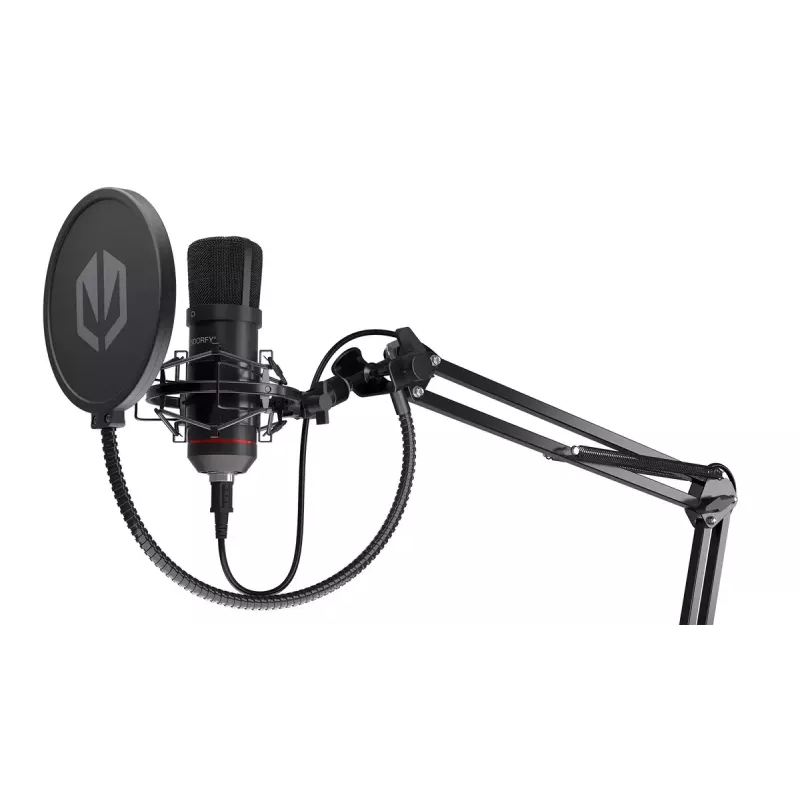 PC-Mikrofon ENDORFY Solum — kabelgebundenes USB-C-Mikrofon mit Nierencharakteristik, 16 Bit/48 kHz, 18–21000 Hz, Tischstativ, 2,9 m Kabel, Kopfhörerausgang, Pop-Filter