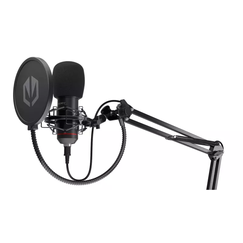 PC-Mikrofon ENDORFY Solum — kabelgebundenes USB-C-Mikrofon mit Nierencharakteristik, 16 Bit/48 kHz, 18–21000 Hz, Tischstativ, 2,9 m Kabel, Kopfhörerausgang, Pop-Filter
