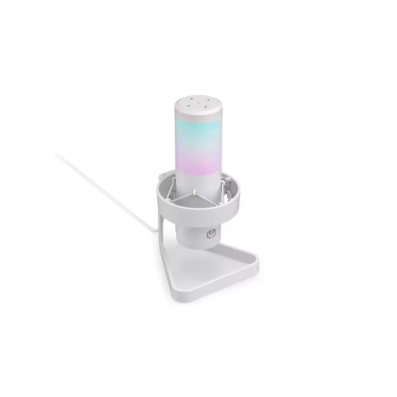 PC-Mikrofon ENDORFY AXIS Streaming White — USB, Kardioid, 30–18 kHz, 192 kHz/24-Bit, Tischständer, Stummschaltung, Kopfhörerausgang