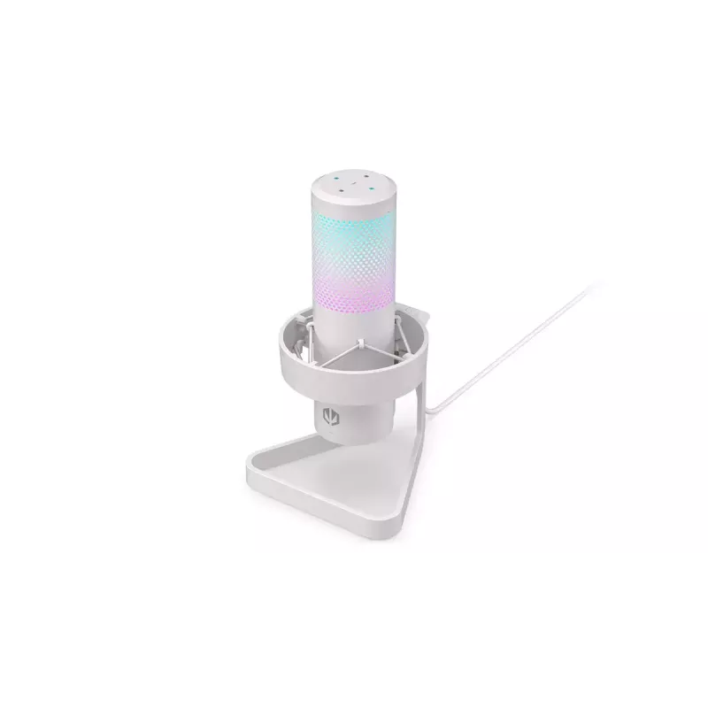 PC-Mikrofon ENDORFY AXIS Streaming White — USB, Kardioid, 30–18 kHz, 192 kHz/24-Bit, Tischständer, Stummschaltung, Kopfhörerausgang