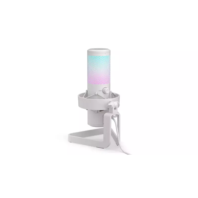 PC-Mikrofon ENDORFY AXIS Streaming White — USB, Kardioid, 30–18 kHz, 192 kHz/24-Bit, Tischständer, Stummschaltung, Kopfhörerausgang
