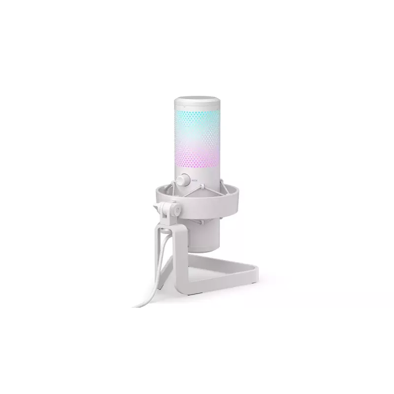PC-Mikrofon ENDORFY AXIS Streaming White — USB, Kardioid, 30–18 kHz, 192 kHz/24-Bit, Tischständer, Stummschaltung, Kopfhörerausgang
