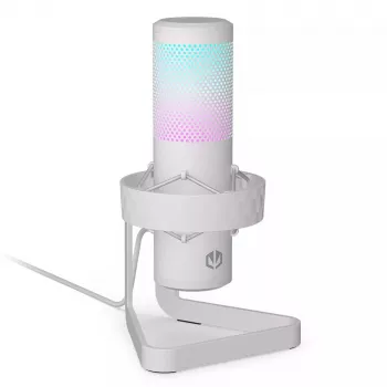 PC-Mikrofon ENDORFY AXIS Streaming White — USB, Kardioid, 30–18 kHz, 192 kHz/24-Bit, Tischständer, Stummschaltung, Kopfhörerausgang