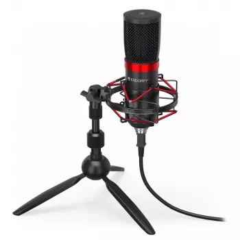 PC-Mikrofon ENDORFY Solum Streaming T — USB-Kabel, 24-Bit/48 kHz, 18–21000 Hz, Tischstativ, Kopfhörerausgang, Schwarz