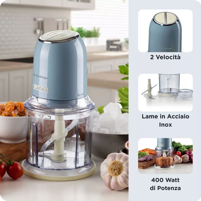 Ariete 438 Vintage Zerkleinerer 0438BL, 0,6 l, 400 W, Blau