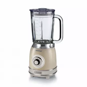 Ariete 583, Vintage Blender mit 1,5 Liter Glaskrug, 4 Edelstahlmesser, 4 Geschwindigkeiten + Puls, 1000 Watt, Beige