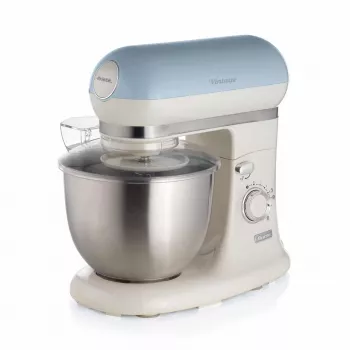 Ariete 1588 Vintage Mixer, Planetenrührer für Brot, Pizza, Kuchen und Gebäck, 5,5 l Fassungsvermögen, 7 Geschwindigkeiten, 2400 Watt, Pastellblau
