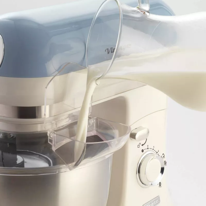Ariete 1588 Vintage Mixer, Planetenrührer für Brot, Pizza, Kuchen und Gebäck, 5,5 l Fassungsvermögen, 7 Geschwindigkeiten, 2400 Watt, Pastellblau