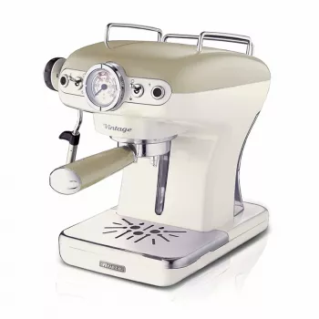 Ariete 1389 Vintage Espressomaschine - Espressomaschine für gemahlenen Kaffee oder ESE-Pads, in pastellbeiger Farbe